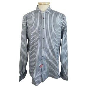 Ted Baker London 17.5 x 35.5 White Striped Dress Shirt French Cuff